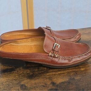 Womens Cole Haan Country Brown Red Leather Loafers Mules Flat Slides